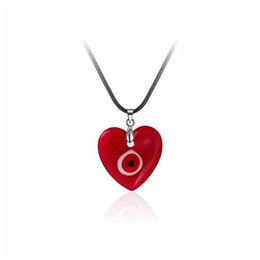 Pendant Necklaces Evil Eye Pendant Necklace Glass Leather Rope Chain Turkish Protect Lucky Necklaces For Women Men Drop Delivery Jew Dh8W1