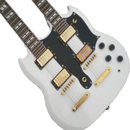 Lvybest 6 Strings Guitar 2021 Made in China Two-Headed Mahogany Body White Light Metal Chrome Configuration Free Delivery