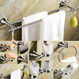 Bath Accessory Set Bathroom Accessories Silver Brished Towel Shelf Toilet Paper Holder Soap Rack Tumble Stainless Steel