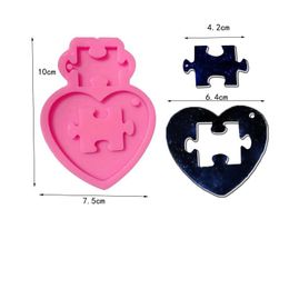 Craft Tools Diy Sile Mould Heart Puzzle Keychain For Cake Decoration Resin Gumpaste Fondant Sugar Craft Moulds Ship 35 G2 Drop Deliver Dhjfr