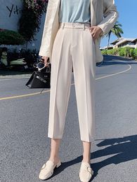 Women's Pants Capris Yitimoky Suit Woman High Waist Office Lady Harem Women Trousers Black Beige Korean Fashion Quality 221122