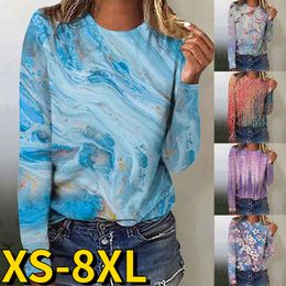 Womens TShirt Ladies Vintage Long Sleeve Autumn Winter Floral Print Tee Shirt Round Neck Top Everyday Street Casual Pullover 221122