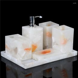 Bath Accessory Set Soap Dispenser Toothbrush Holder Tumbler Dish With Tray Wedding Gift Resin Bathroom Accessories Organiser