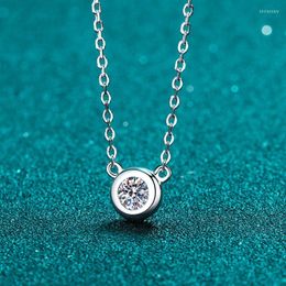 Chains Passed Diamond Test Perfect Moissanite 0.5-1 CT Round Necklace 925 Sterling Silver Chain Women Jewellery Luxury Wedding