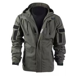 Men's Leather Faux Tactical Windbreaker SP2 Military Jacket Outdoor Mountaineering Hunting Windfooof Hooded Coats Waterproof Sports Outerwear 221122
