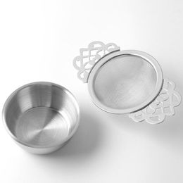 Stainless Steel Tea Strainer Philtre with Bottom Cup Handle Philtre Reusable Strainers Teapot Accessories