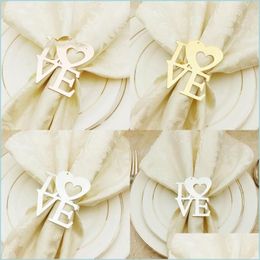 Napkin Rings Valentines Day Wedding Napkin Rings Metal Holders For Dinners Party El Table Decoration Buckle 100 50 G2 Drop Delivery Dhdbn