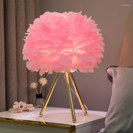 Table Lamps Modern Feather Led Luxury For Home Bedroom Living Room Lamp Bedside Desk Aesthetic Girl Cute Nordic