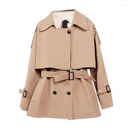 Women's Trench Coats Fad Autumn Winter Women's Long Coat Vintage Double Breasted Turn Down Collar Outwear Slim Office Ladies Solid