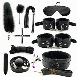 Bondage Adult Games BDSM Sex Set Metal Anal Plug Tail Vibrator Exotic Accessories Shop Erotic Toys For Couples Women 221121