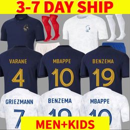 Maillots de football 2022 French soccer jersey club Full Sets 22 23 player version football shirt BENZEMA MBAPPE GRIEZMANN World POGBA cup GIROUD KANTE Men kids kit