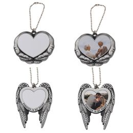 Sublimation Car Charm Pendants Party Favor Valentine's Day Ornament Heart in Hands Blanks for Heat Press 1122