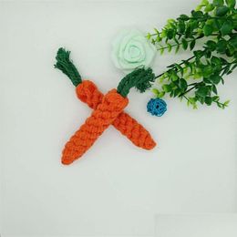 Dog Toys Chews Pet Dog Carrot Cotton Toy Knot Hand Knitting Cleaning Teeth Molars Cottons Rope Red Green Pets Toys 2 2Hta L1 Drop Dhnp9