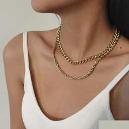 Chokers Simple Braid Mti Layer Chains Choker Necklace Gold Wrap Chokers Collars Women Fashion Jewellery Drop Delivery Necklaces Pendant Dh53H