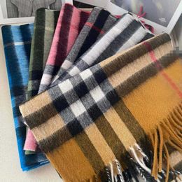 HOT CAKE Bursberry Cashmere Plaid Warm Women Winter Thick Scarf Long Tassel Shawl Outdoor Keep Geometric Towel Lady Ring