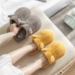 Winter Home Women Fur Slippers Cute Leg Cartoon Cat Ladies Fluffy Slippers Home Bedroom Warm Plush Couples Shoes Nonslip J220716