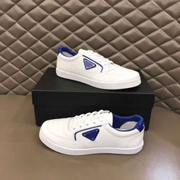 Top Luxury White Black Brushed Leather Sports Shoes for Men Enamel Triangle Regenerated Nylon Low top Casual Skateboarding EU38-46 with Box