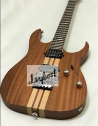 Customized electric guitar and headstock shape mahogany body maple/mahognay 5pcs neck no painting seal sanding out