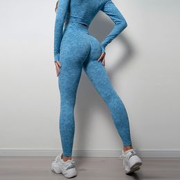 Womens Leggings Sexy Seamless Push Up Yoga Pants High Waist Gym Fitness Clothing Set Quick Drying Sportswear 221122