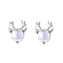 Stud Earrings Fashion 925 Sterling Silver Jewellery With Moonstone Elk Shape Accessories For Women Wedding Party Gifts