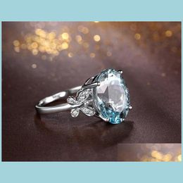 Cluster Rings Diamon Topaz Ring Crystal Butterfly Rings Engagement Wedding Jewelry Women Fashion 080295 Drop Delivery Dhtcg