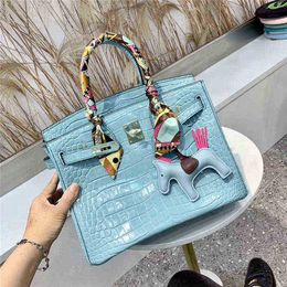 Handbag Genuine Leather Bk Designer Official Website Aima Womens Bag 2024 New Crocodile Pattern Platinum Bag Womens Counters One Shoulder Messenger Bag