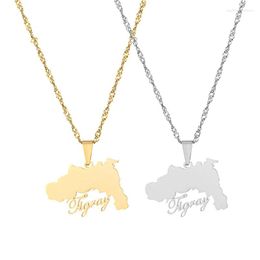 Pendant Necklaces Selling Fashion Stainless Steel Ethiopia Tigray Region Map Necklace Geometric Clavicle Chain Women