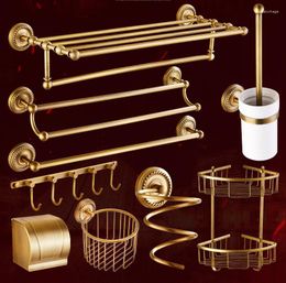 Bath Accessory Set 2022 Solid Brass Bathroom Accessories Robe Hook Paper Holder Towel Bar Soap Basket Sets