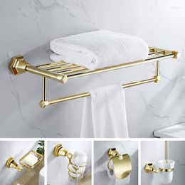 Bath Accessory Set Bathroom Accessorie Gold Brass Towel Ring/Rack Paper/Toilet Brush/Hair Dryer Holder Hook Coner Shelf Soap Dish Hardware