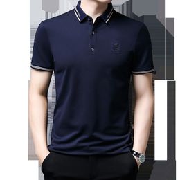 Men's Polos Summer Men's Lapel Shortsleeved Tshirt Trend Korean Version Ice Silk Polo Shirt Solid Color Collar Halfsleeved 221122