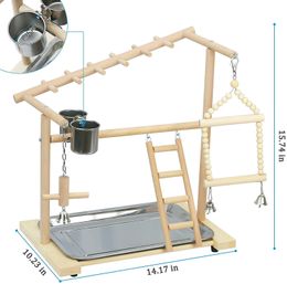 Other Pet Supplies Natural Wood Bird Playground Parrot Bird Stand Playstand for Cockatiel Conures Parakeet Parrots Bird Tabletop Playstand 221122