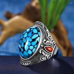 Cluster Rings HX High-end Retro National Tide Handmade Ring Men's Personality Live Mouth Hipster Women Jewelry For Man