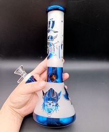 8.5 Inch Colourful Electroplating Glass Bong Beaker Hookahs Straight Dab Rig Thick Smoking Pipes Bubbler