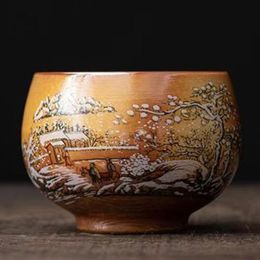 Handmade Wood-fired Master Tea Cup Single Mug Retro Coarse Pottery Tea Bowl Ceramic Drinkware