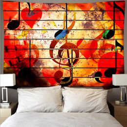 Tapestries Nordic Musical note wall tapestry Colourful music background cloth art decor hanging digital printing mural 221122