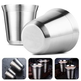 Mugs Double Wall Stainless Steel Coffee Mug 80ml160ml Portable Cup Travel Tumbler Jug Milk Tea Cups Office Water 221122