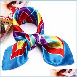 Scarves Imitated Silk Square Scarf Headdress Neck Satin Scarves Fashion Women Business Suit Wraps Shawl Kerchief Drop Delivery Acces Dhahj