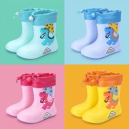 Boots Size 21-32 Kids Cartoon Rain Winter Plush Warm Eva Lightweight Anti Slip Waterproof Elastic Children Boy Girl Water Shoes 221122