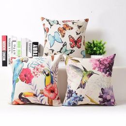 Pillow Bird Parrot Butterfly Cover Animal Pattern Decorative Throw Case Linen Beautiful Covers Hummingbird Home Decor