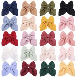 New Women Solid Colour Hair Accessories Chiffon Bowknot Hair Clips Girls Print Bow Hairpins Ribbon Butterfly Barrettes Kids Headwear