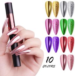 Nail Glitter Solid Mirror Powder Rose Gold Silver Colours Air Cushion Magic Pen Chrome Metallic Effect Pigment Decoration