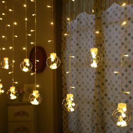 Christmas Decorations 2023 Holiday Balls Moon Star Curtain Lights Fairy Garland for Home Outdoor Wedding Party Room Decor 221122