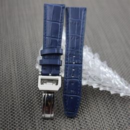 Cinghie di orologi in pelle fascia orologi blu con barra primaverili per IWC 254G