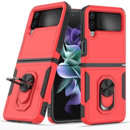 Shockproof Armour Case For Samsung Galaxy Z Flip 4 Z Fold 4 With Ring Stand Holder Phone Silicone Full Covers B200