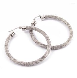 Hoop Earrings Fashion Women Net Surface Colour Gold Stainless Steel Big Size Cable Mesh Huggie Jewellery