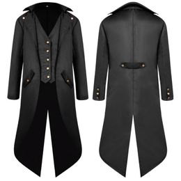 Men's Trench Coats Mens Steampunk Vintage Tailcoat Jacket Mediaeval Gothic Victorian Frock Coat Uniform Party Prom Halloween Cosplay Costume 4XL 221121