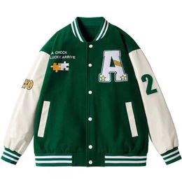 Mens Jackets Spring Retro Letter Embroidered Coat Y2K Street Hip Hop Trend Baseball Uniform Couple Casual Loose Jacket 221122