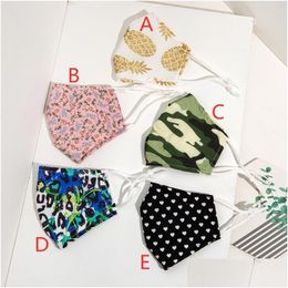 Designer Masks Heart Camouflage Pineapples Dust Face Masks Fashion Mascarilla Cotton Can Put Filter Piece Reusable Custom Mascherine Dh0Vd