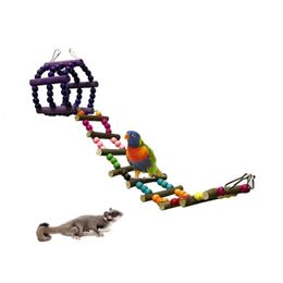 Other Pet Supplies Pet Bird Parrot Toy Ladder Parrot Hamster Log Swing Hanging Bridge Toys Standing Birds Chew Toy 221122