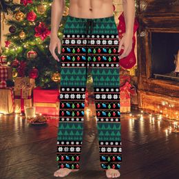 Men's Tracksuits Christmas Mens Casual Pants Pyjama Pants With Drawstring And Pockets Christmas Gift House with Jean Cut Straight Fit Pants Men 221122